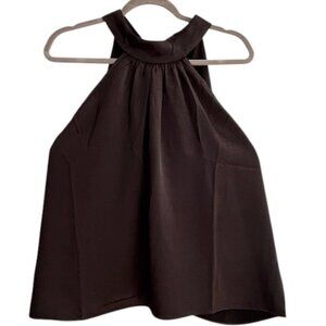 Endless Rose Women Black Satin Bow Halter Mock Neck Sleeveless Top Blouse XL NWT